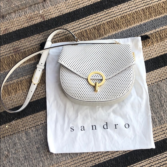 Sandro Handbags - Sandro white Pepita medium perforated handbag